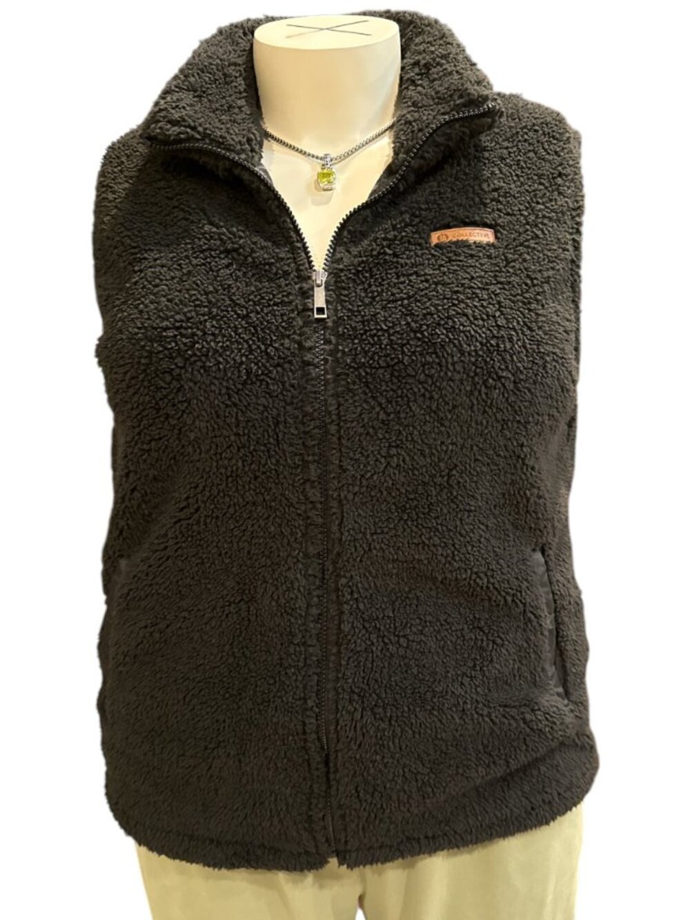 Sage Collective Sx XL Black Sherpa Fleece Full Zip 2-Pocket Cozy Vest Jacket